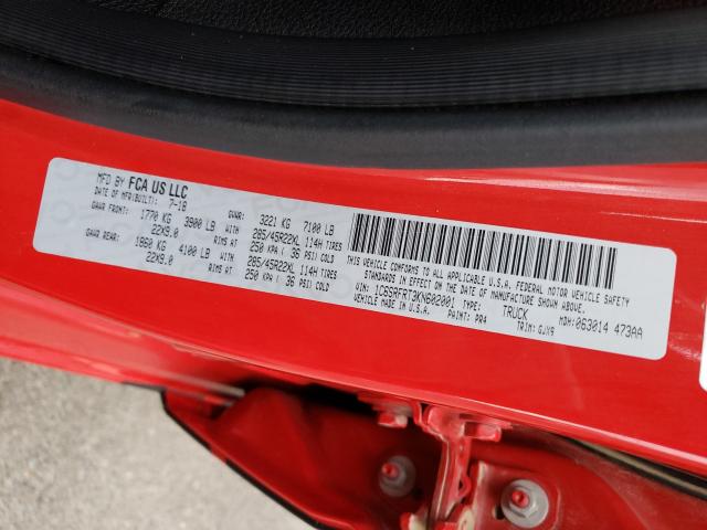 2019 RAM 1500 LARAM 1C6SRFRT3KN602001