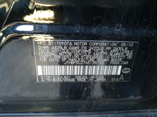 2010 LEXUS IS 250 - JTHBF5C27A5125193