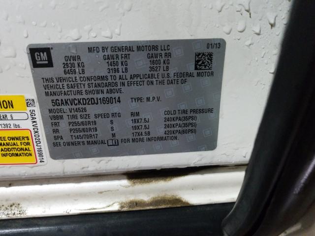 2013 BUICK ENCLAVE 5GAKVCKD2DJ169014