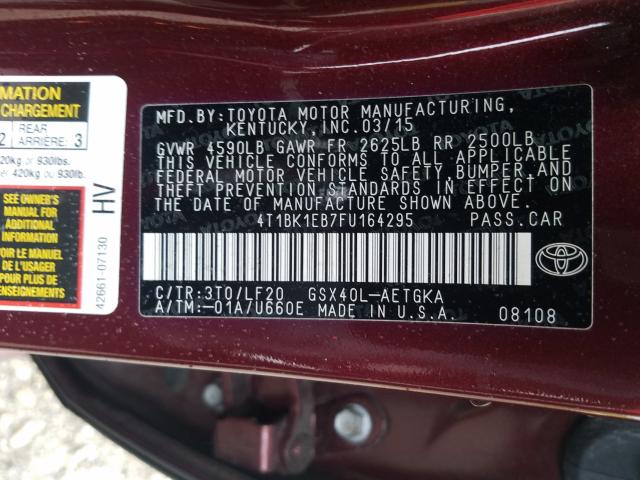 2015 TOYOTA AVALON XLE 4T1BK1EB7FU164295