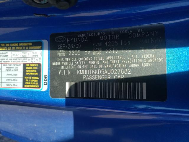 2010 HYUNDAI GENESIS CO KMHHT6KD5AU027682