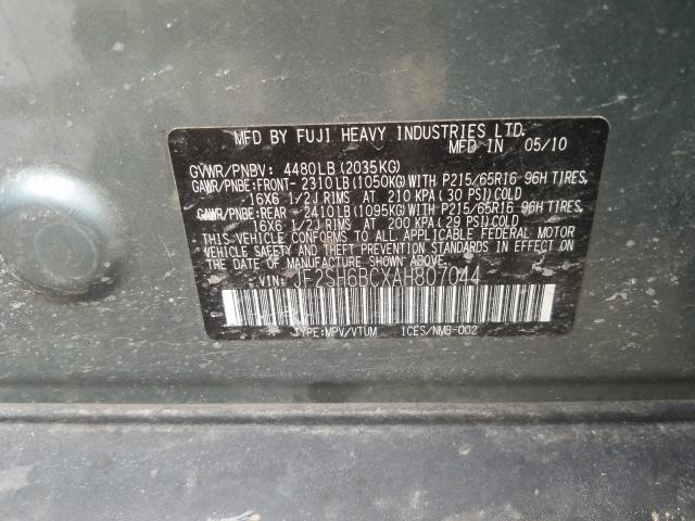 2010 SUBARU FORESTER X JF2SH6BCXAH807044