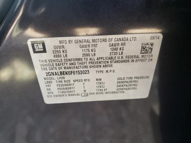 2015 CHEVROLET EQUINOX LT 2GNALBEK6F6153023