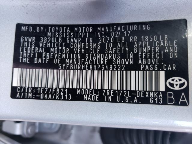 2017 TOYOTA COROLLA L 5YFBURHE8HP648222