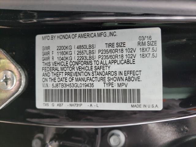 2016 ACURA RDX TECHNO 5J8TB3H53GL019435