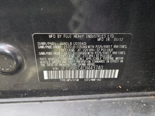 2012 SUBARU FORESTER L JF2SHAEC4CH443740