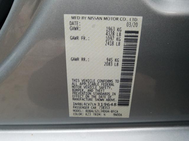 2020 NISSAN ALTIMA SR 1N4BL4CV7LN319648