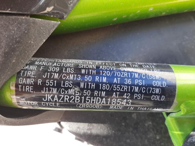 2017 KAWASAKI ZR900 JKAZR2B15HDA18543