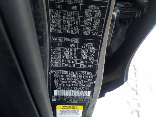 2019 LAND ROVER DISCOVERY SALCR2FX1KH806915