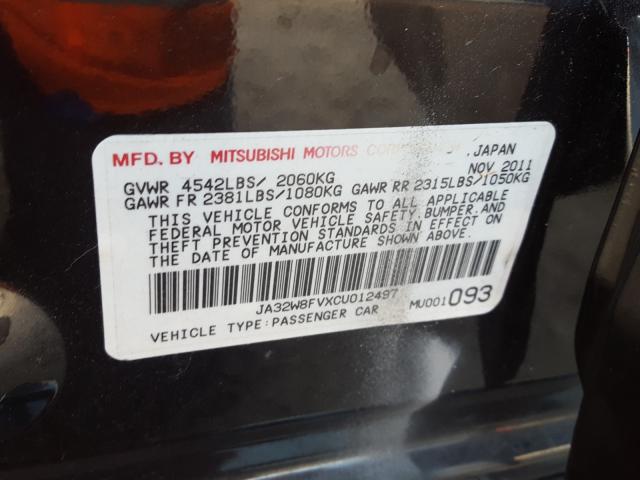 2012 MITSUBISHI LANCER EVO JA32W8FVXCU012497