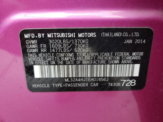 2014 MITSUBISHI MIRAGE ES ML32A4HJ1EH018562