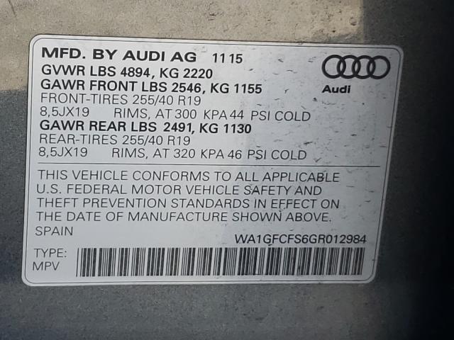 2016 AUDI Q3 PRESTIG WA1GFCFS6GR012984