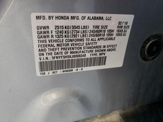 2018 HONDA PILOT EXL 5FNYF5H5XJB008348