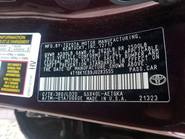 2018 TOYOTA AVALON XLE 4T1BK1EB9JU283555