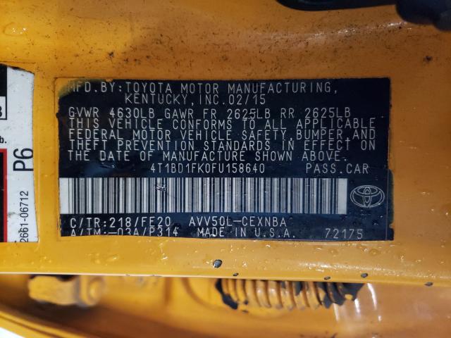 2015 TOYOTA CAMRY HYBR 4T1BD1FK0FU158640