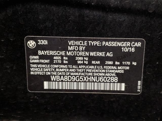 2017 BMW 330 XI WBA8D9G5XHNU60288