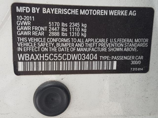 2012 BMW 528 XI WBAXH5C55CDW03404