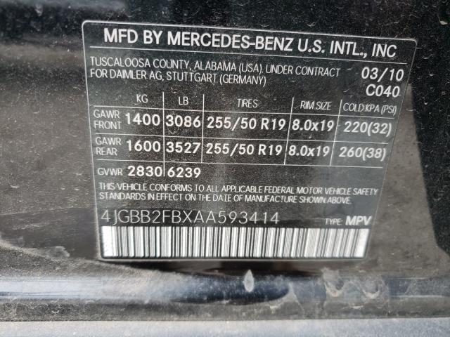 2010 MERCEDES-BENZ ML 350 BLU 4JGBB2FBXAA593414