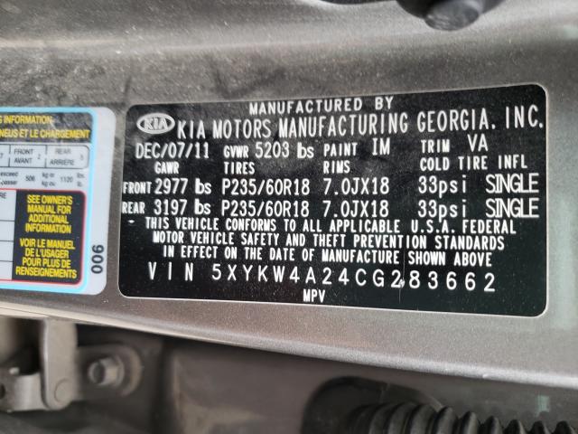 2012 KIA SORENTO SX 5XYKW4A24CG283662