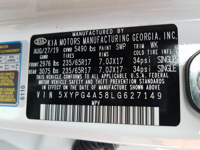 2020 KIA SORENTO S 5XYPG4A58LG627149