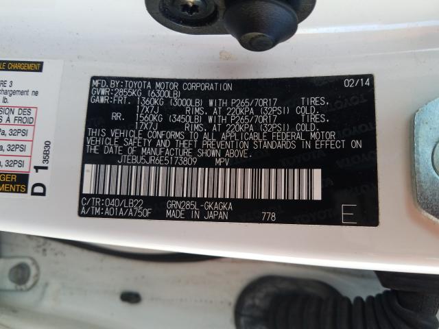 2014 TOYOTA 4 RUN LMTD JTEBU5JR6E5173809