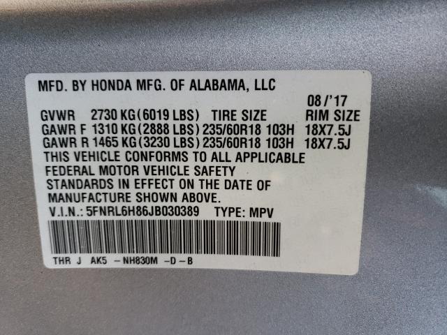 2018 HONDA ODYSSEY TO 5FNRL6H86JB030389