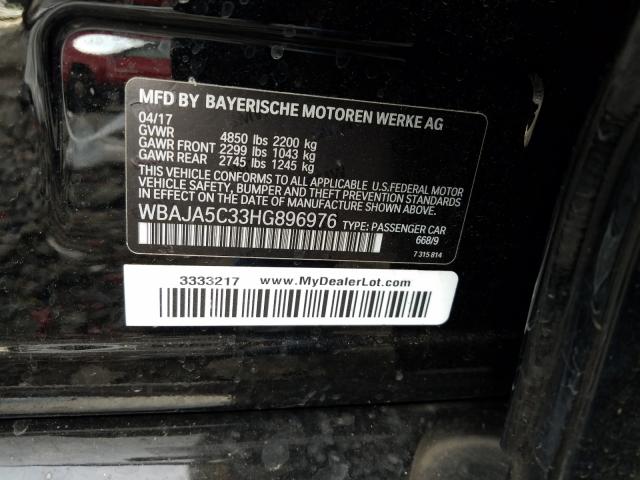 2017 BMW 530 I WBAJA5C33HG896976