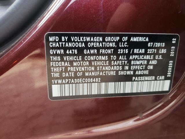 2014 VOLKSWAGEN PASSAT S - 1VWAP7A30EC006482