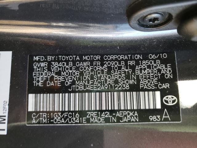 2010 TOYOTA 1/2 TON XL JTDBU4EE2A9112238