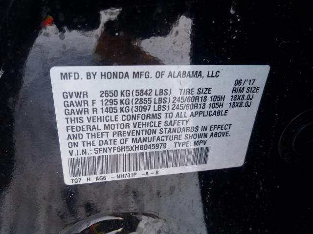 2017 HONDA PILOT EXL 5FNYF6H5XHB045979