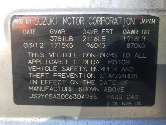 2012 SUZUKI SX4 LE JS2YC5A30C6304985