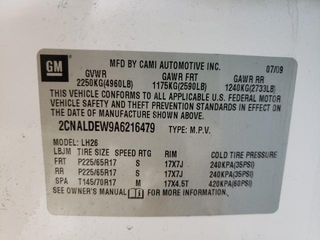 2010 CHEVROLET EQUINOX LT 2CNALDEW9A6216479