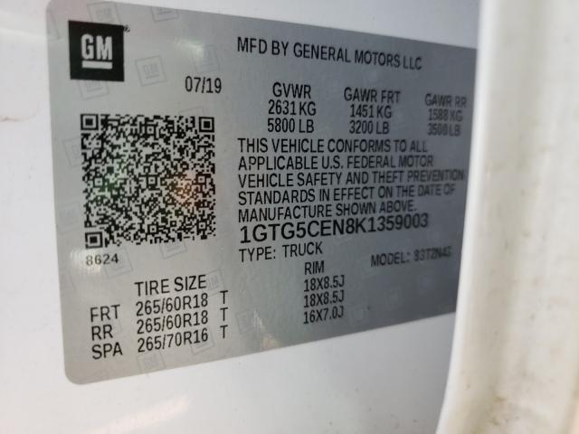 2019 GMC CANYON SLE 1GTG5CEN8K1359003