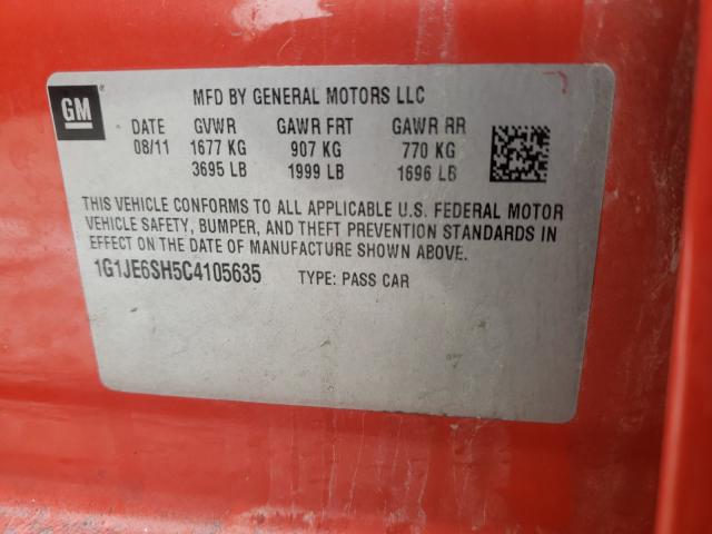 2012 CHEVROLET SONIC LTZ 1G1JE6SH5C4105635