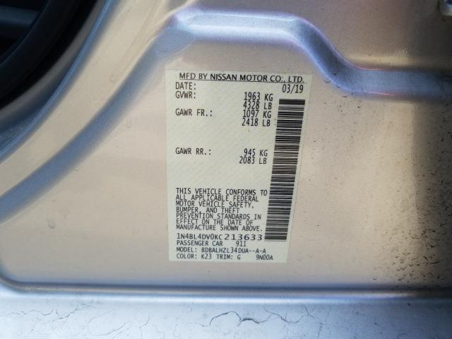 2019 NISSAN ALTIMA SV 1N4BL4DV0KC213633