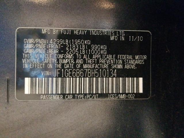 2011 SUBARU IMPREZA 2. JF1GE6B67BH510134