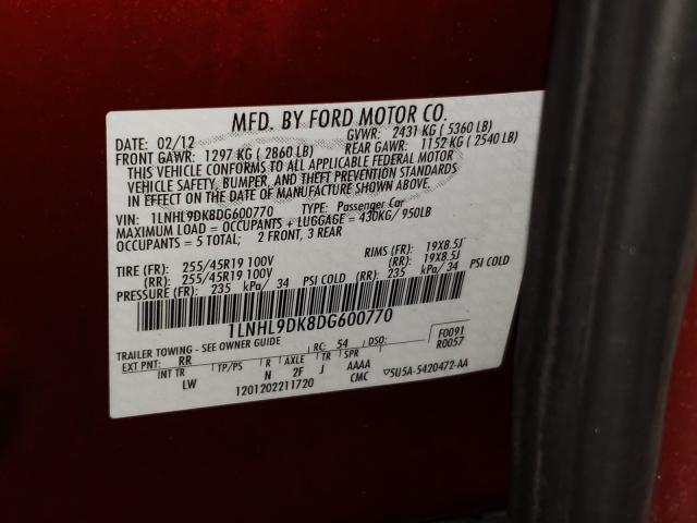 2013 LINCOLN MKS 1LNHL9DK8DG600770