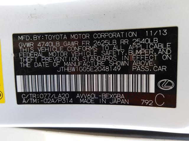 2014 LEXUS ES 300H JTHBW1GG5E2048149