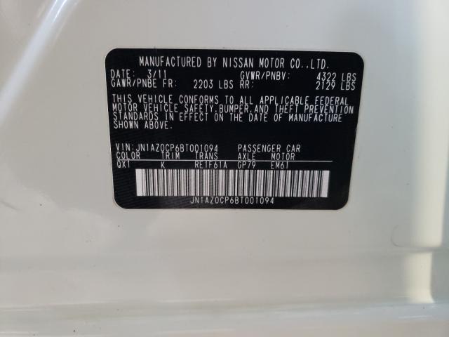 2011 NISSAN LEAF SV JN1AZ0CP6BT001094