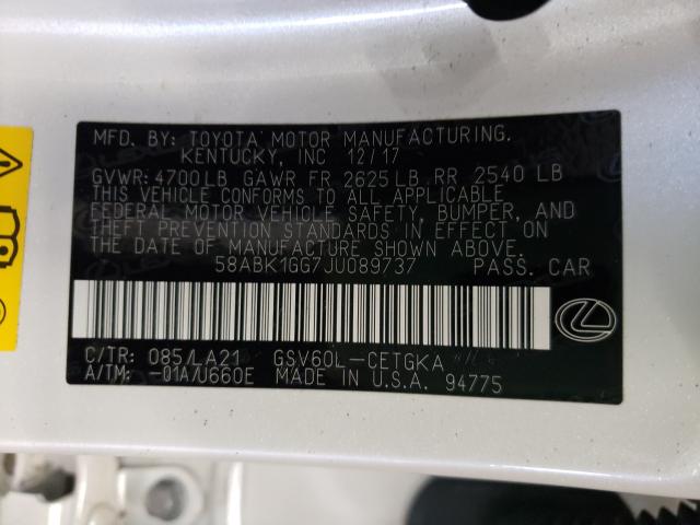 2018 LEXUS ES 350 58ABK1GG7JU089737