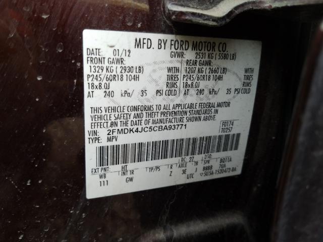 2012 FORD EDGE SEL 2FMDK4JC5CBA93771