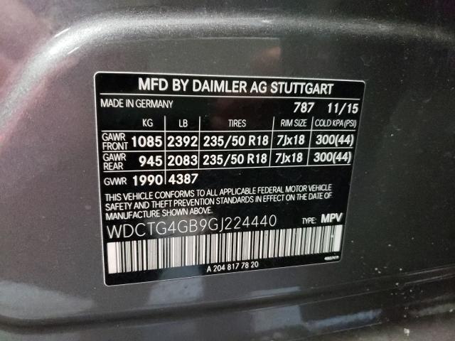 2016 MERCEDES-BENZ GLA 250 4M WDCTG4GB9GJ224440