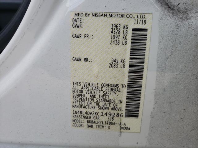 2019 NISSAN ALTIMA SV 1N4BL4DV2KC149286