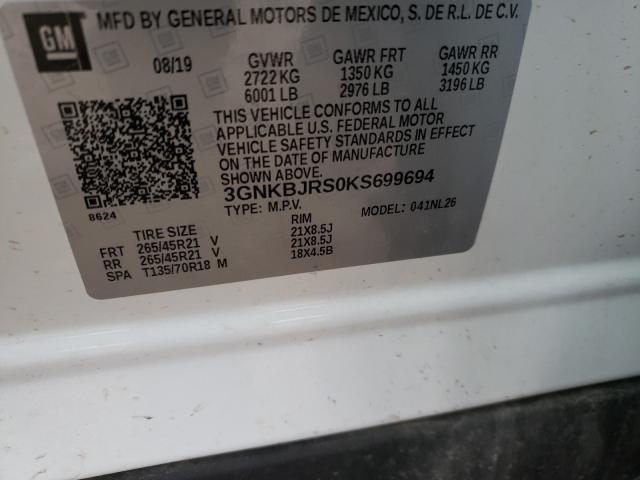 2019 CHEVROLET BLAZER RS 3GNKBJRS0KS699694