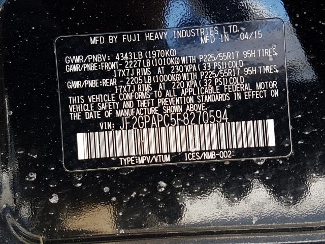 2015 SUBARU XV CROSSTR JF2GPAPC5F8270594