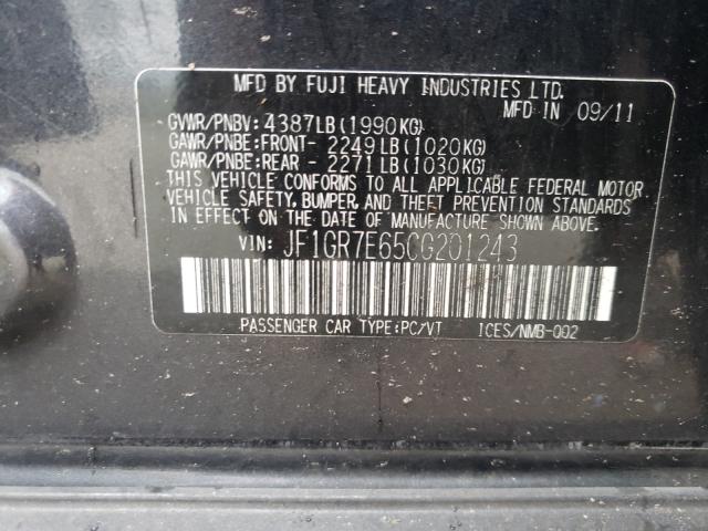2012 SUBARU IMPREZA WR JF1GR7E65CG201243