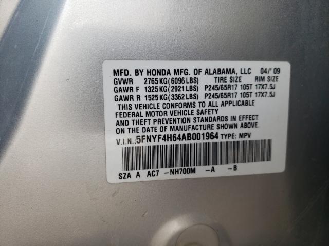 2010 HONDA PILOT EXL 5FNYF4H64AB001964