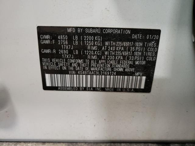 2020 SUBARU OUTBACK 4S4BTAAC9L3169124