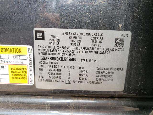 2013 BUICK ENCLAVE 5GAKRBKDXDJ232505