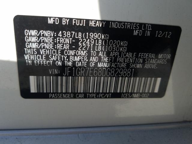 2013 SUBARU IMPREZA WR JF1GR7E68DG829881